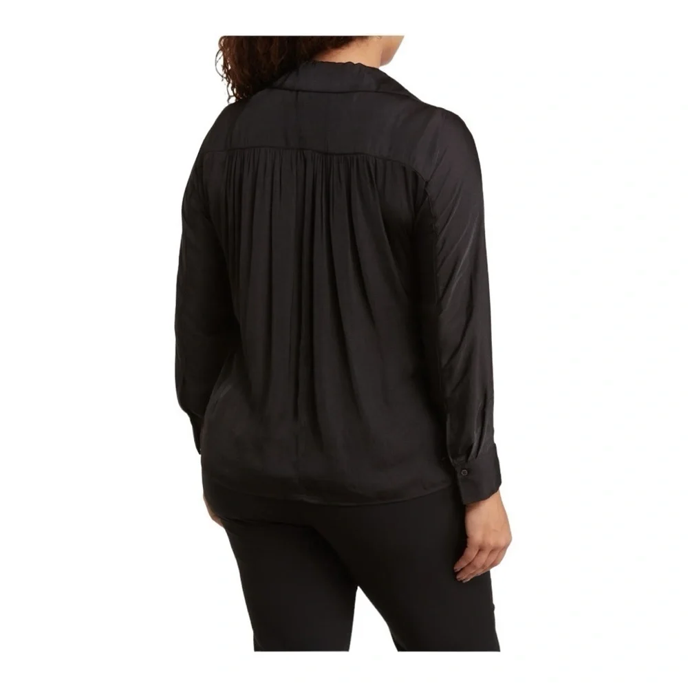 T Tahari Poet Long Sleeve Top (Plus) 1x BLACK NWT - Picture 3 of 3